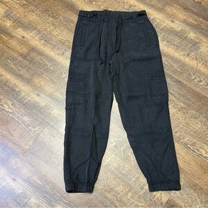 American Eagle Lyocell Baggy Jogger Cargo Pants High Rise Womens Small Black